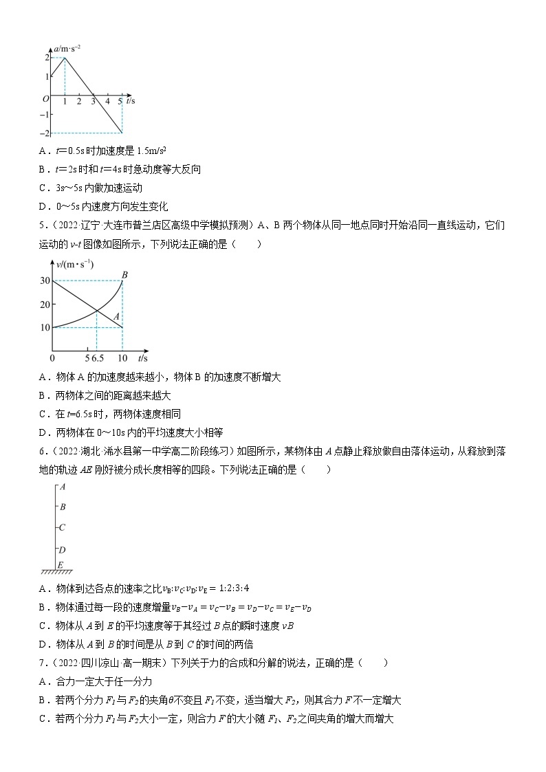 高一上期末模块综合测试卷高中物理课件（人教版必修第一册）02