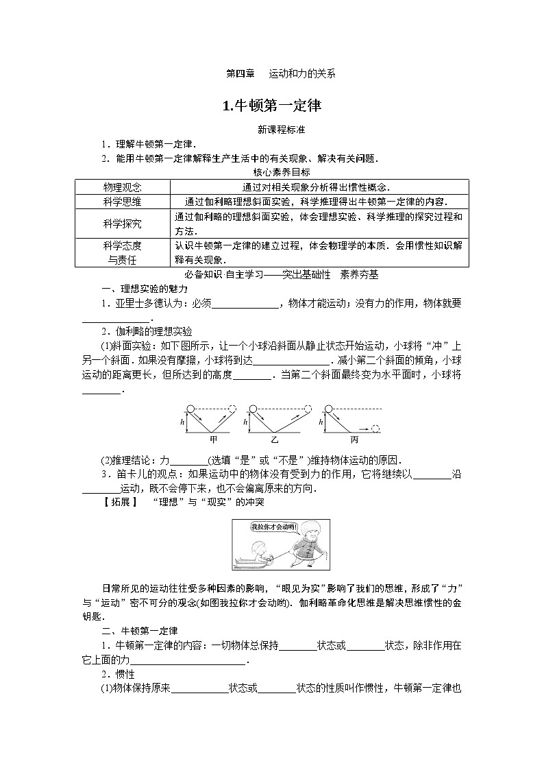 4.1 牛顿第一定律第1页