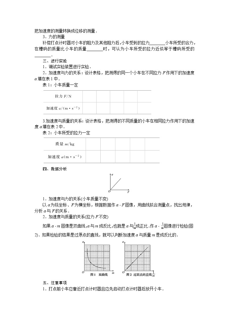 4.2 实验：探究加速度与力、质量的关系 试卷02
