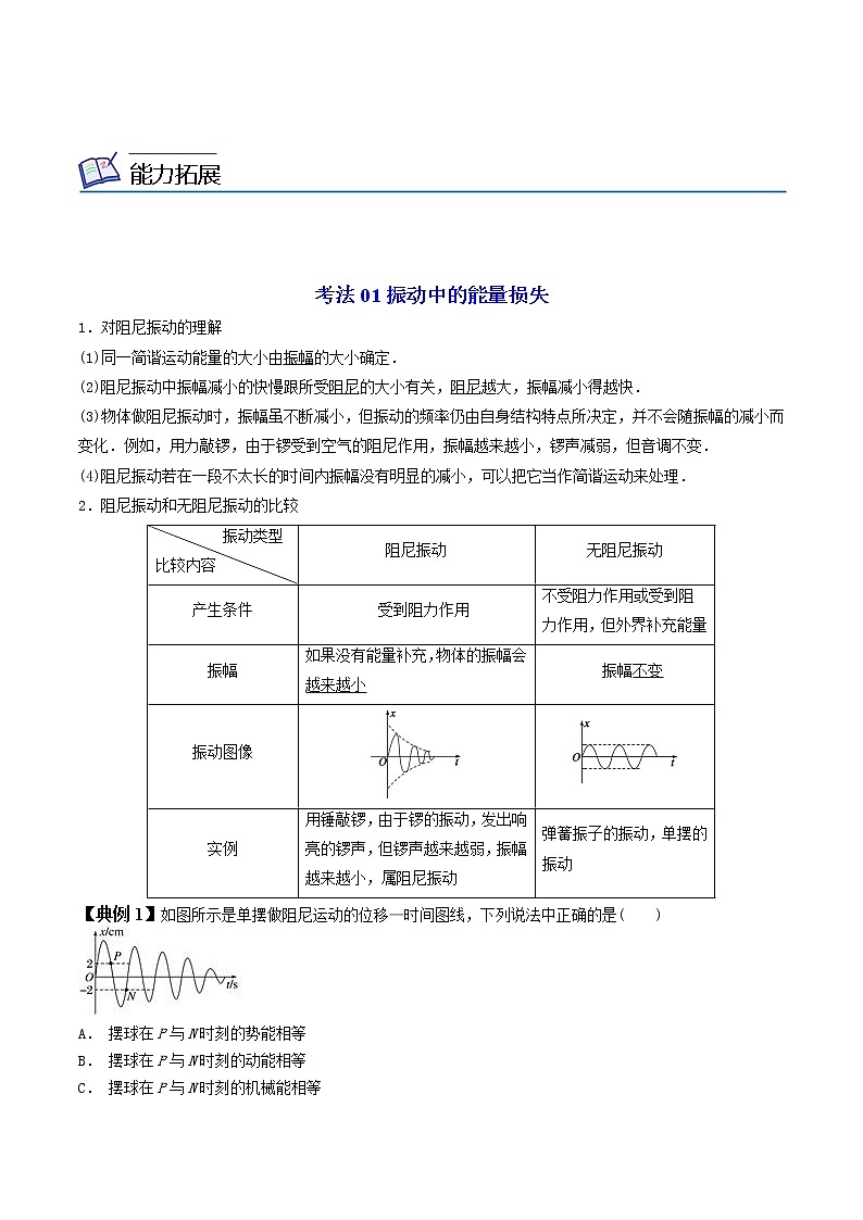 2.6  受迫振动 共振高二物理同步精品讲义（人教版选择性必修第一册）（学生版）03