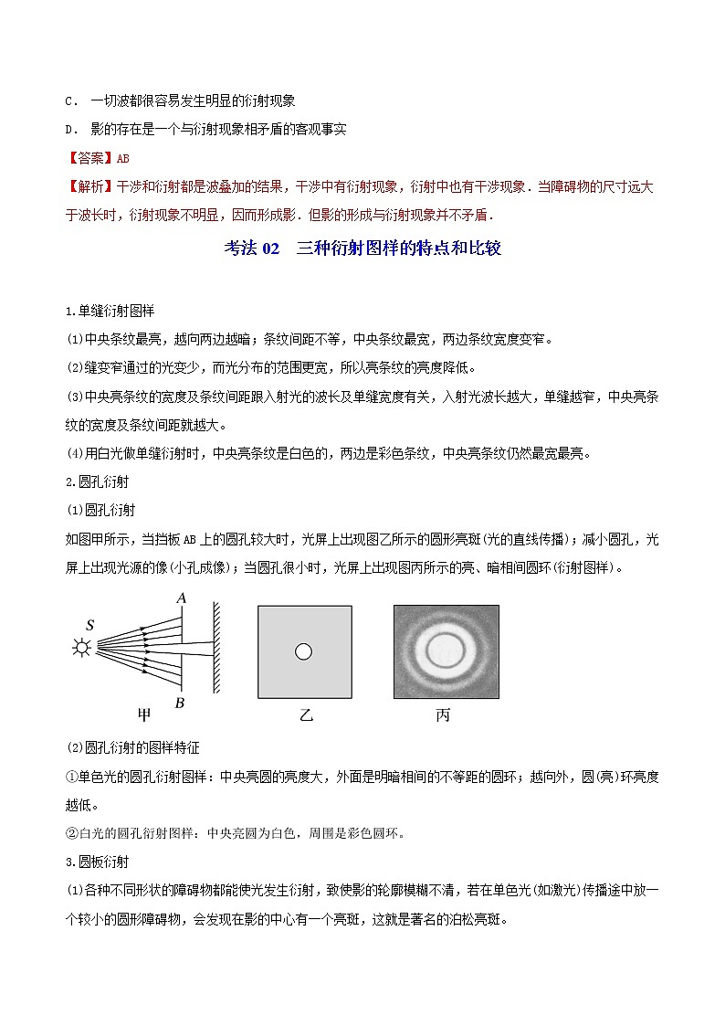 4.5 光的衍射-高二物理同步精品讲义（人教版选择性必修第一册）（教师版）03