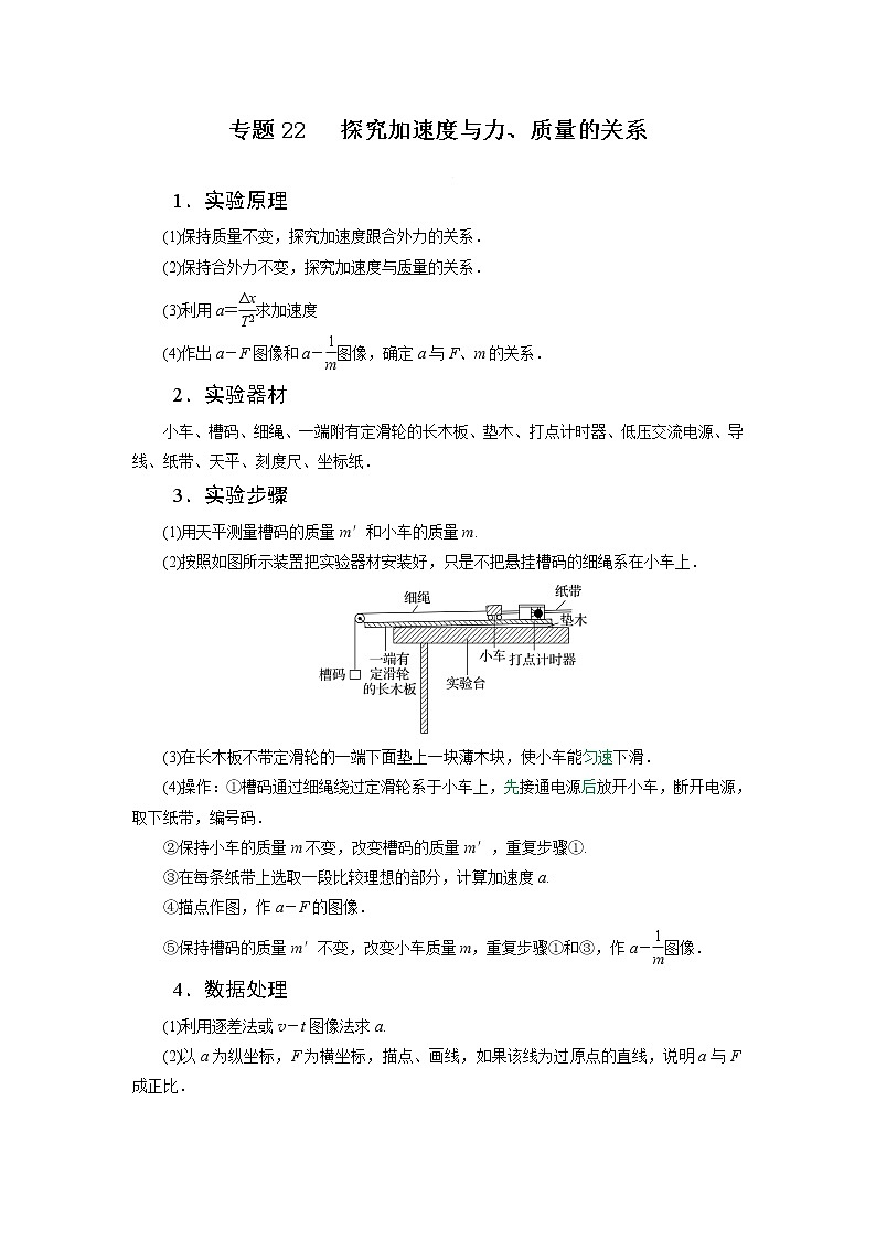 专题22探究加速度与力、质量的关系-高三物理一轮复习重难点逐个突破01