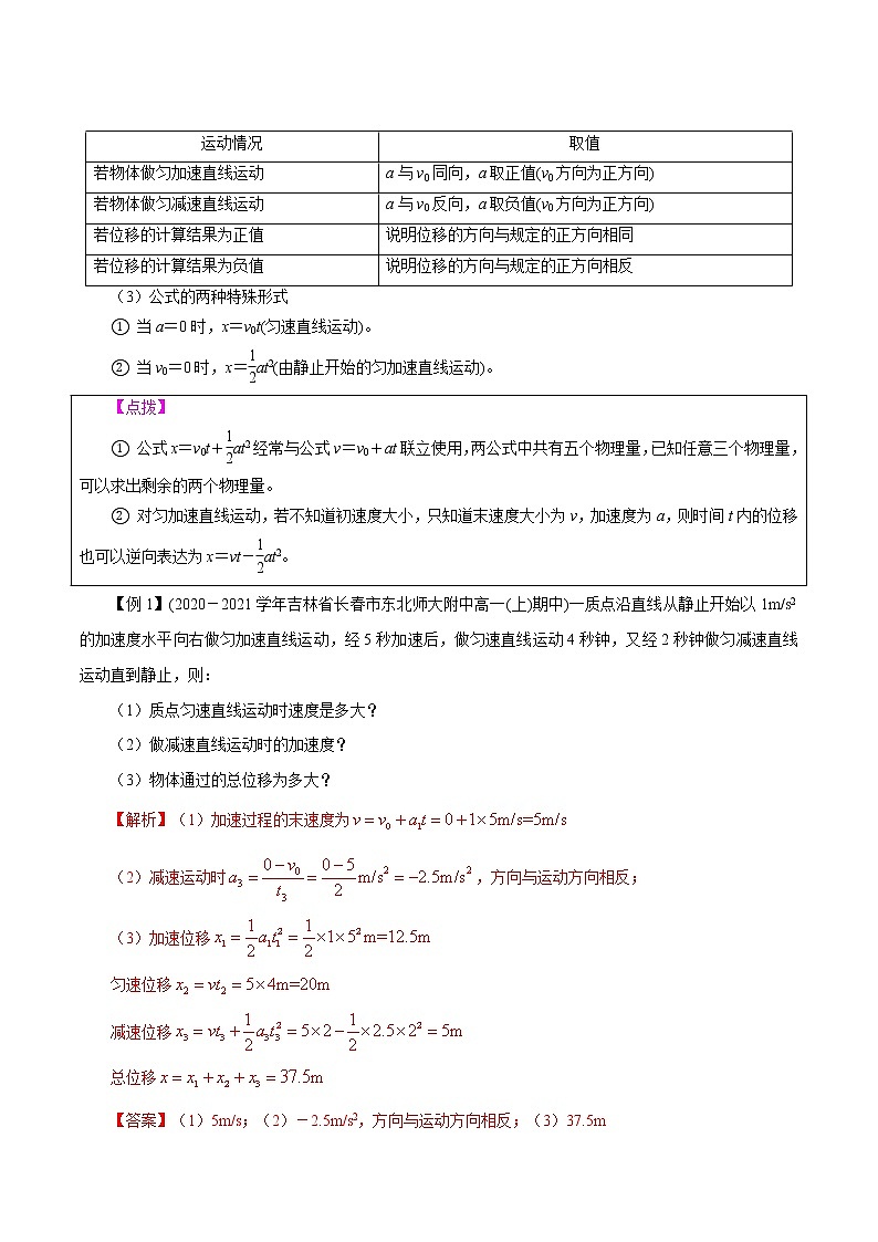 2.3  匀变速直线运动的位移与时间的关系  -高一物理精讲精练（人教版必修第一册）02