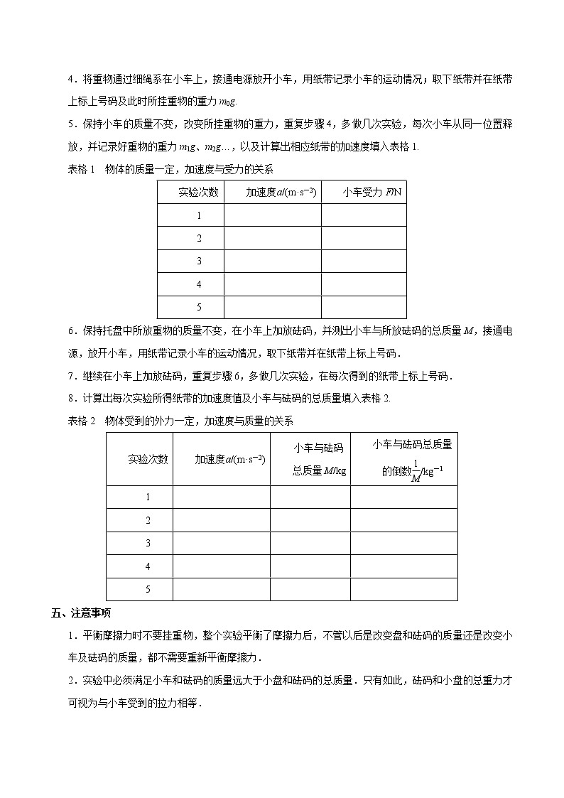 4.2  实验：探究加速度与力、质量的关系  -高一物理精讲精练（人教版必修第一册）02