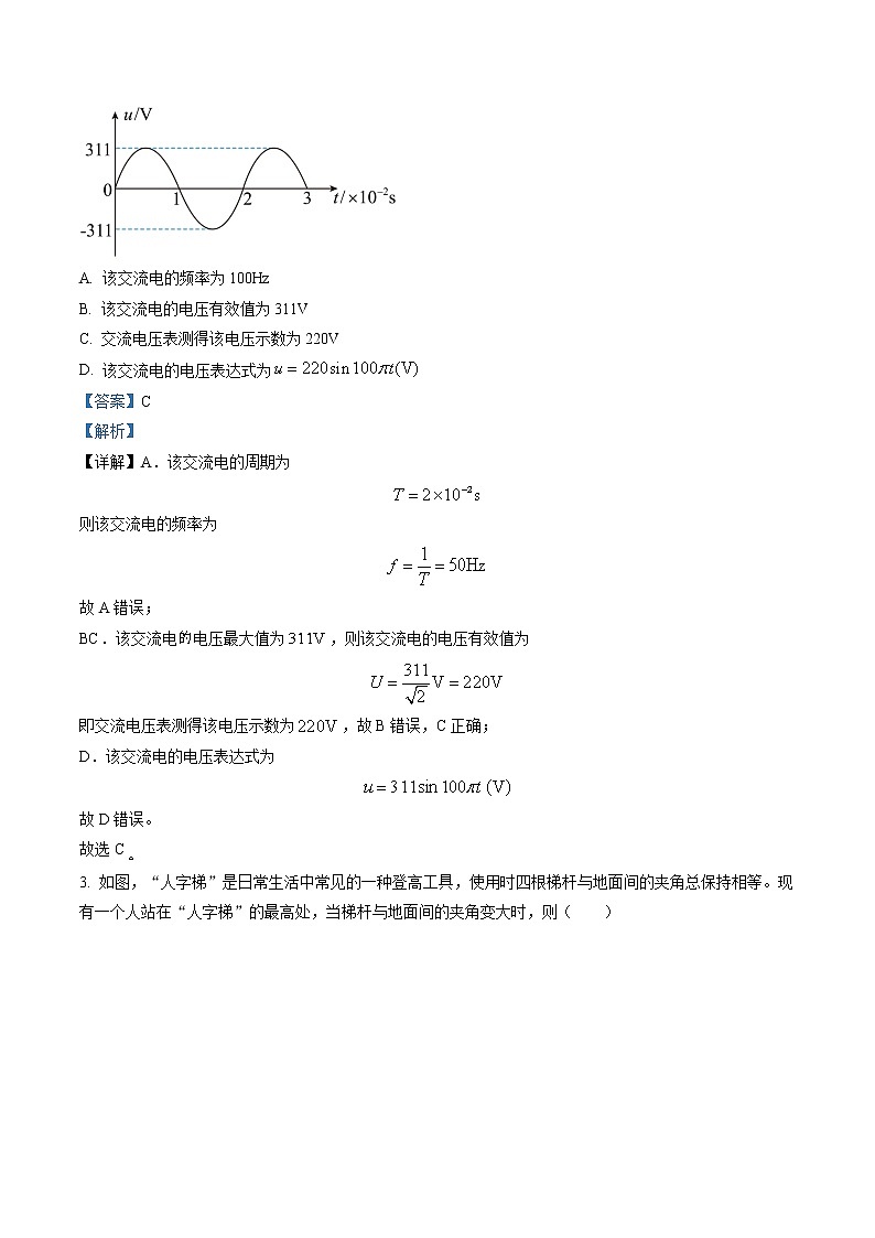 2023届福建省莆田市高三下学期高考第二次教学质量检测物理试题及答案02