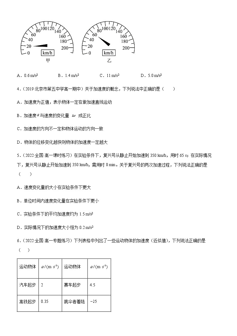 1.4速度变化快慢的描述—加速度（原卷版）第2页