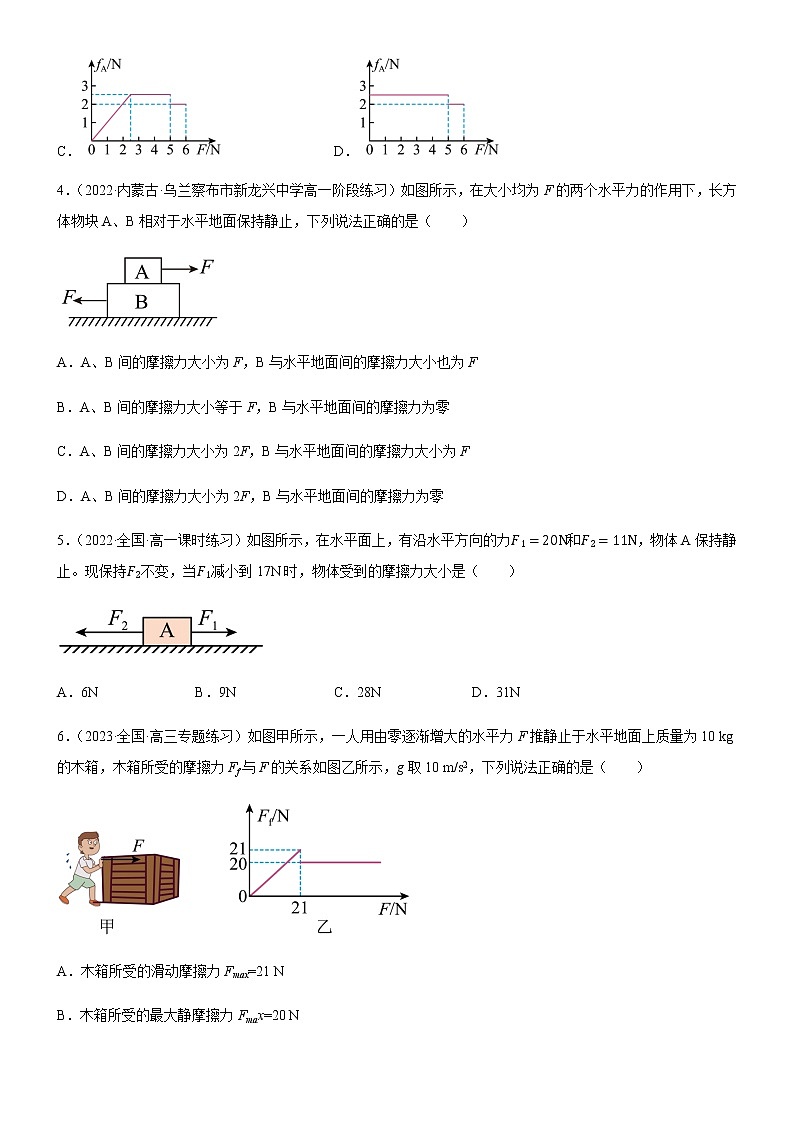 3.2.2静摩擦力（练习）高中物理课件（人教版2019必修第一册）02