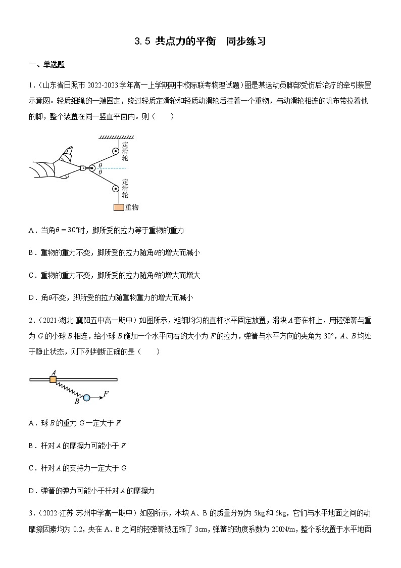3.5 共点力的平衡（练习）高中物理课件（人教版2019必修第一册）01