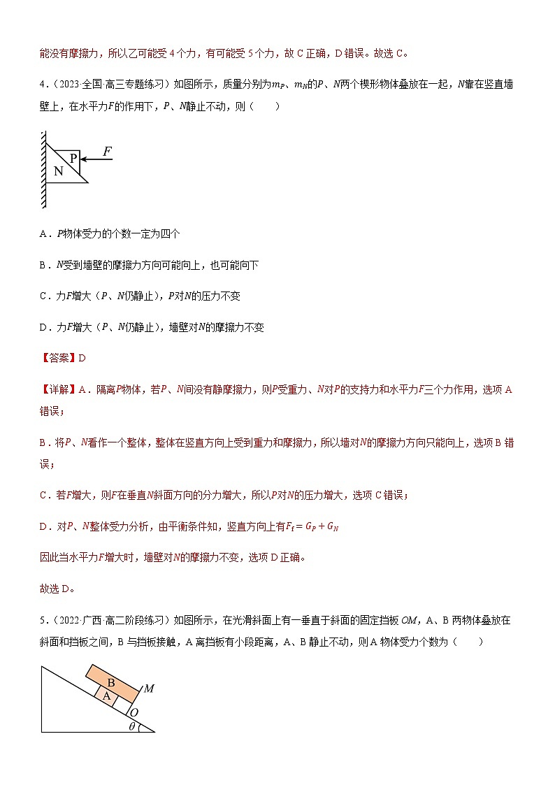 专题  受力分析（练习）-高中物理课件（人教版2019必修第一册）03