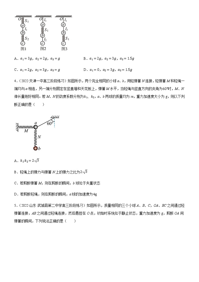 专题  瞬时加速度(突变)问题和动力学图像问题（练习）-高中物理课件（人教版2019必修第一册）02