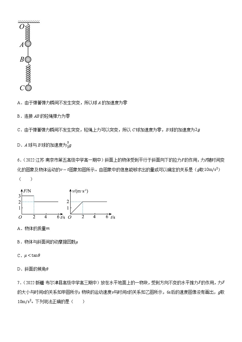 专题  瞬时加速度(突变)问题和动力学图像问题（练习）-高中物理课件（人教版2019必修第一册）03