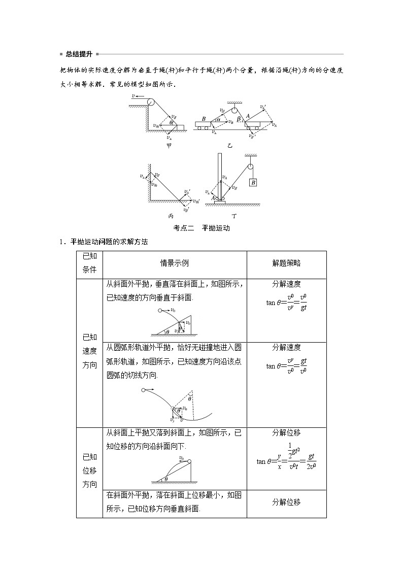 2023年高考物理二轮复习微专题专题1第3讲抛体运动(教师版)02