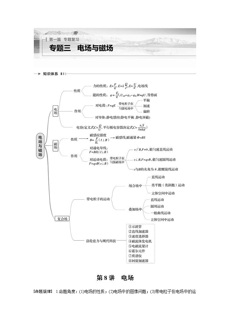 2023年高考物理二轮复习微专题专题3第8讲电场(教师版)第1页