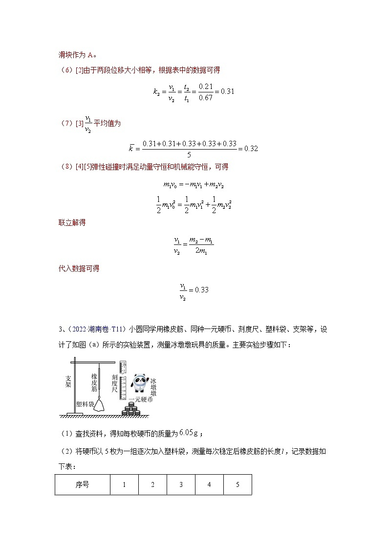专题12 力学实验-五年（2018-2022）（原卷版+解析版）高考物理真题分项汇编（全国通用）03