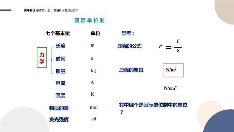 物理-教育科学版-必修第一册-第四章牛顿运动定律第4节力学单位制（PPT课件）08