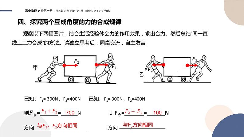 物理-山东科技版-必修第一册-4.1 科学探究力的合成（课件PPT）07