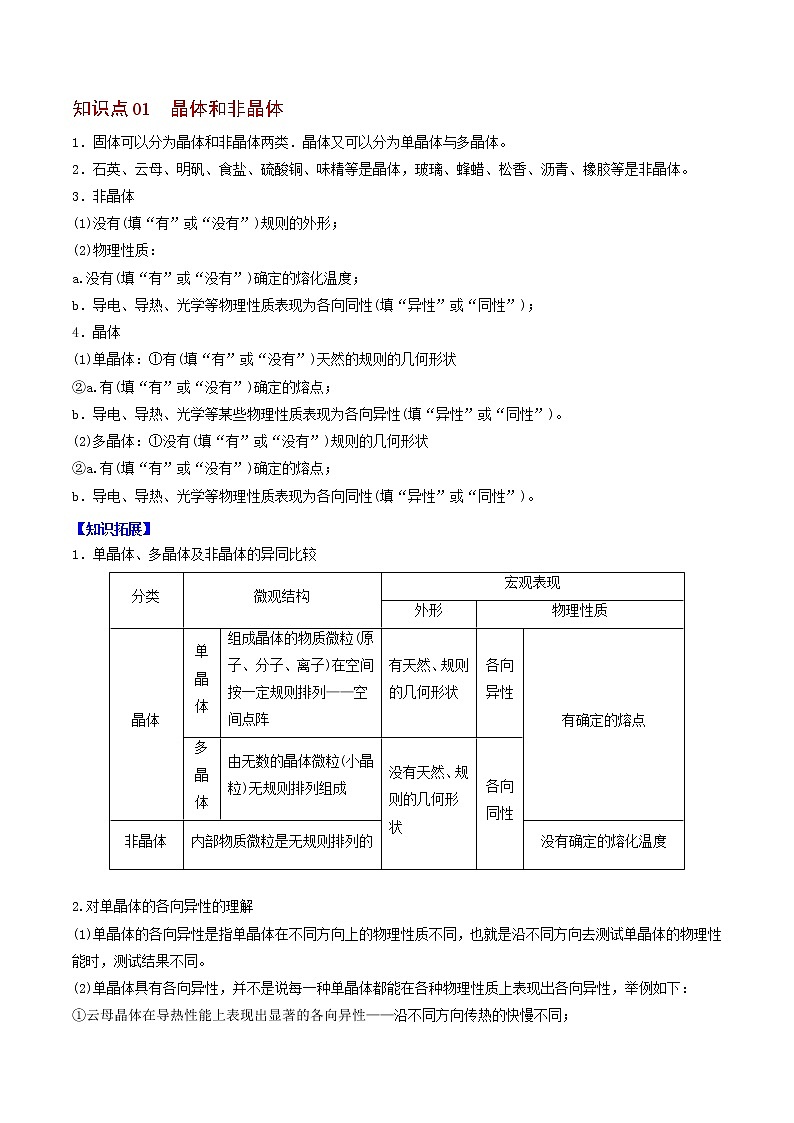 第08讲 固体（解析版） 试卷03