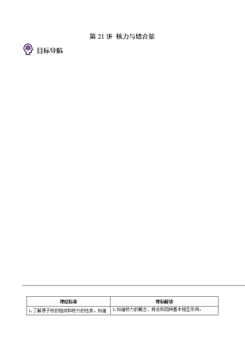 第21讲 核力与结合能（解析版）第1页