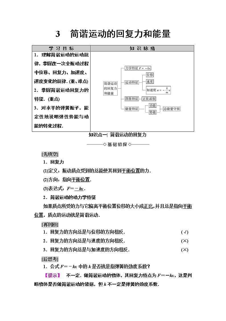19-20 主题2 3　简谐运动的回复力和能量01