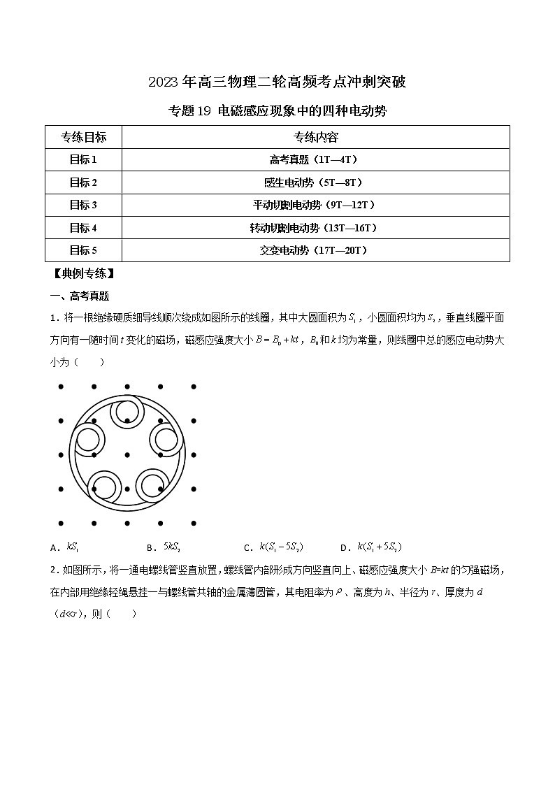 专题19 电磁感应现象中的四种电动势-2023年高三物理二轮高频考点冲刺突破01