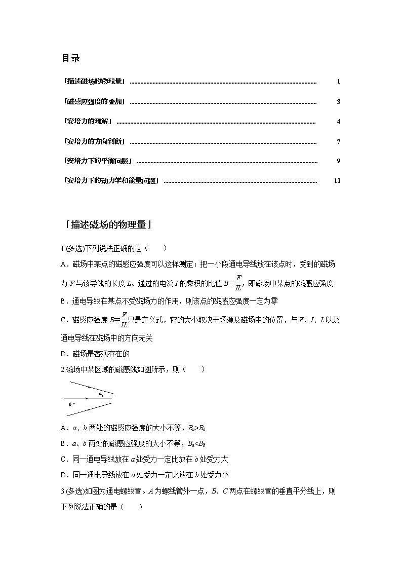 第十一章 磁场-1磁场对电流的作用（原卷版）第2页