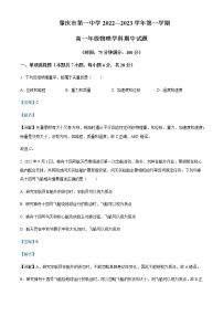 2022-2023学年广东省肇庆市第一中学高一上学期期中考试物理试题含解析