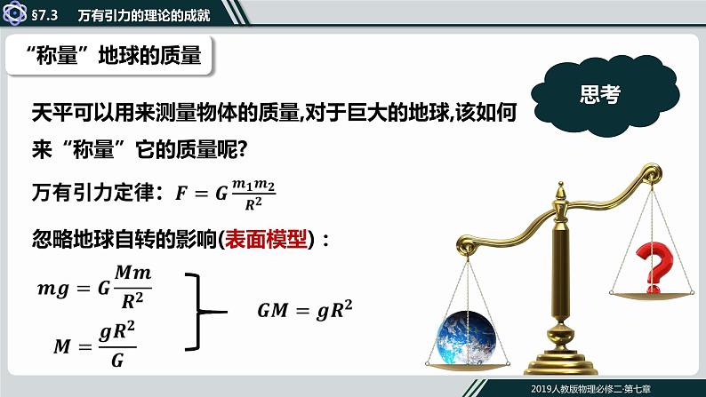 7.3 万有引力理论的成就 课件  高一下学期物理人教版（2019）必修第二册练习题02