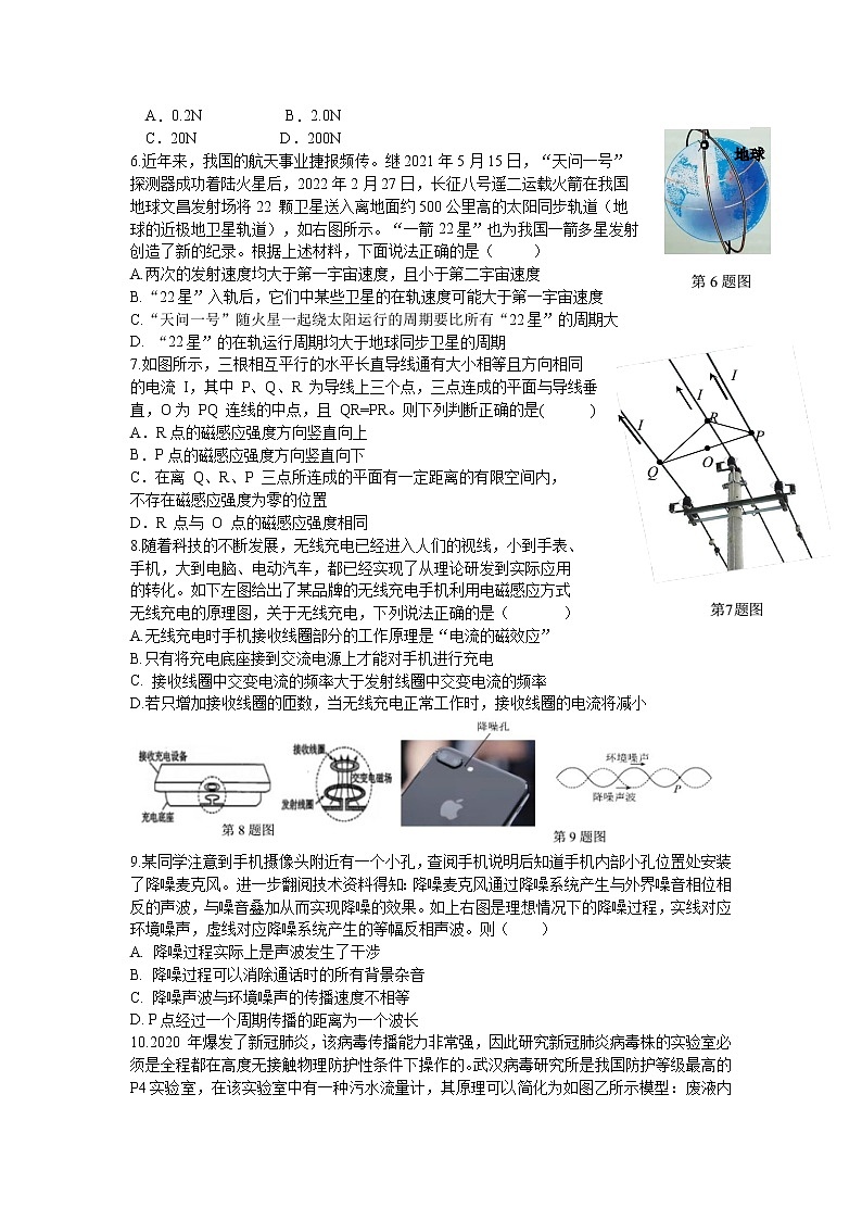 2022杭州“六县九校”联盟高二下学期期中联考物理试题含答案02