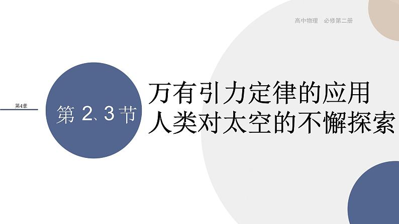 必修第二册-4.2 万有引力定律的应用  4.3人类对太空的不懈探索课件PPT01