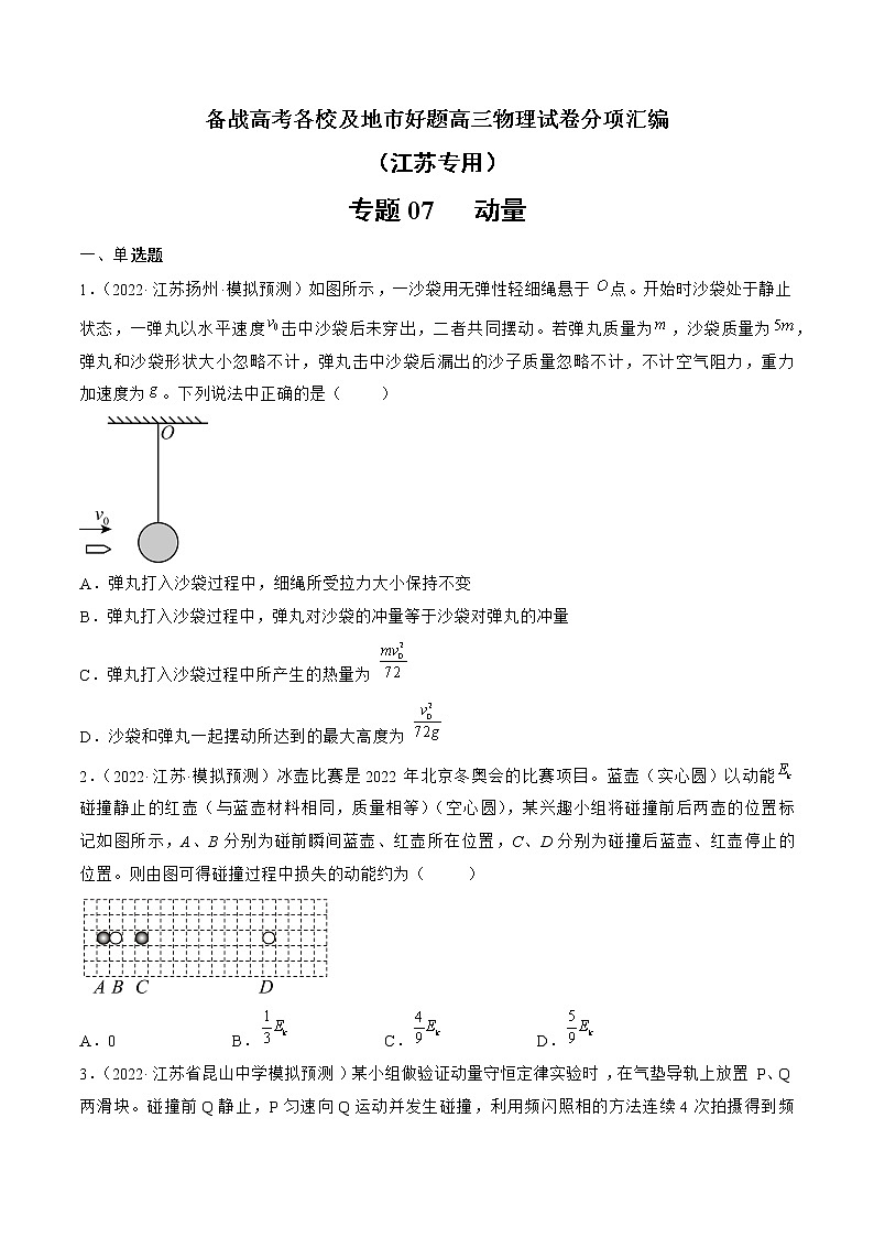 专题07   动量—— 备战高考各校及地市好题高三物理试卷分项汇编（江苏专用）01