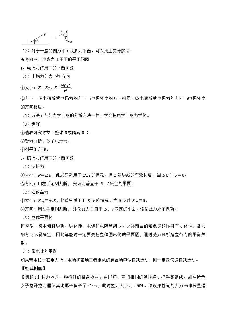 专题01　力与物体的平衡-高三物理二轮复习（命题规律+知识荟萃+经典例题+精选习题）(江苏专用)（原卷版）第3页