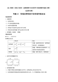 专题10　电场及带电粒子在电场中的运动-高三物理二轮复习（命题规律+知识荟萃+经典例题+精选习题）(江苏专用)