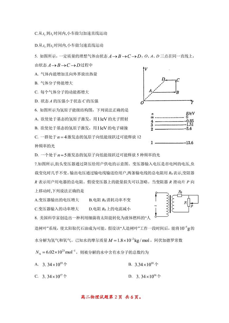 山东省滨州市无棣县2020-2021学年高二下学期期中考试物理试题（PDF版）第2页