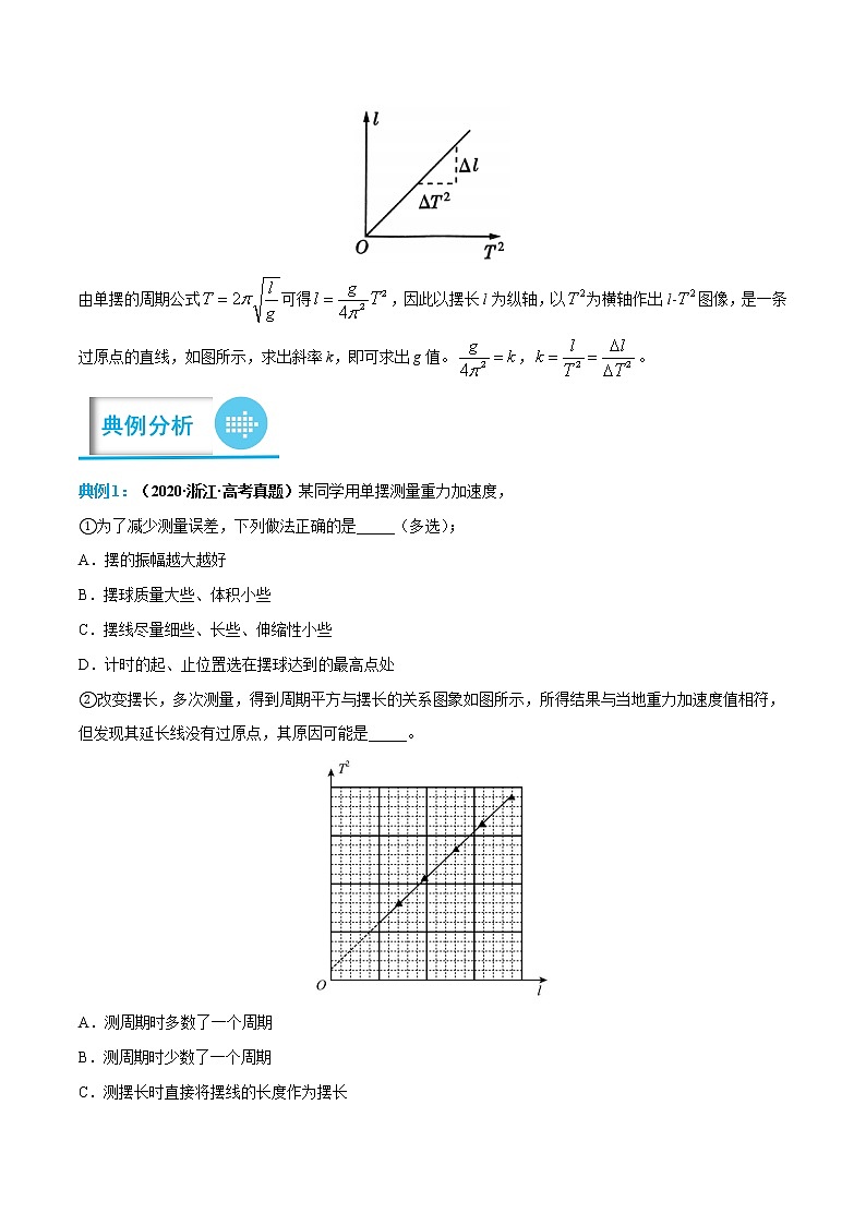 专题07 用单摆测重力加速度——【备考2023】高考物理实验题专项精讲精练学案（原卷版+解析版）02
