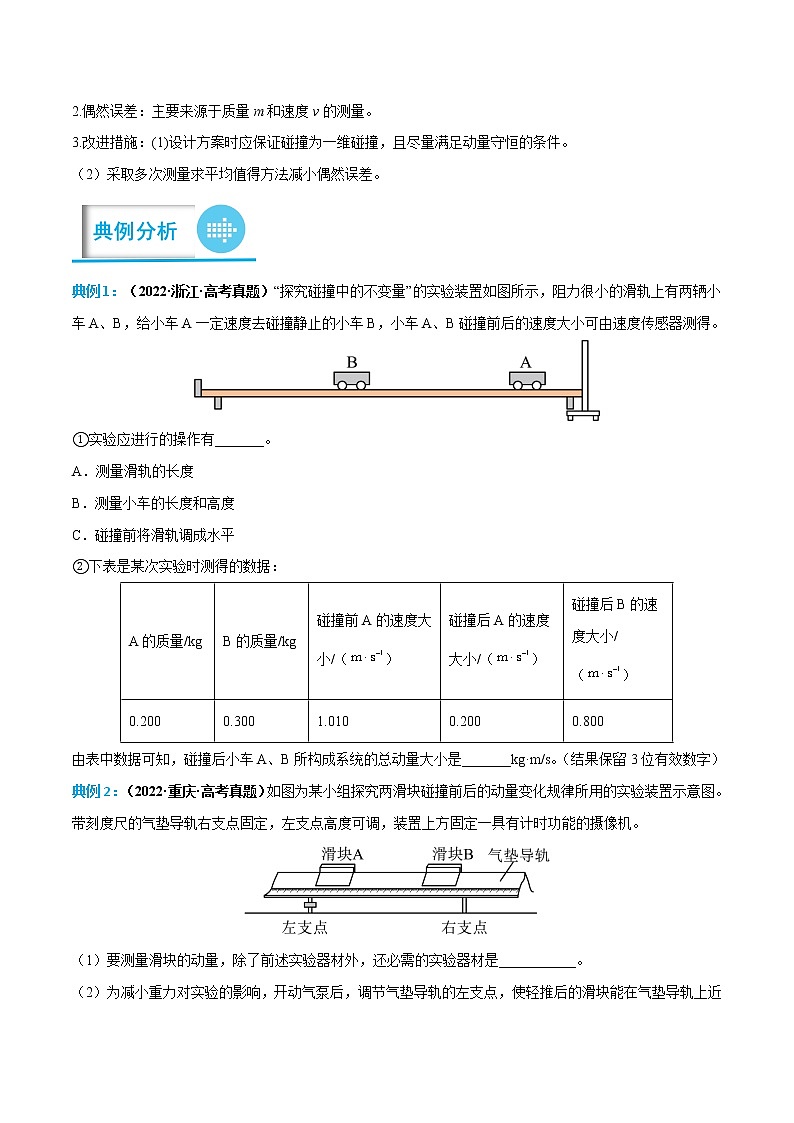 专题09 验证动量守恒定律——【备考2023】高考物理实验题专项精讲精练学案（原卷版+解析版）03