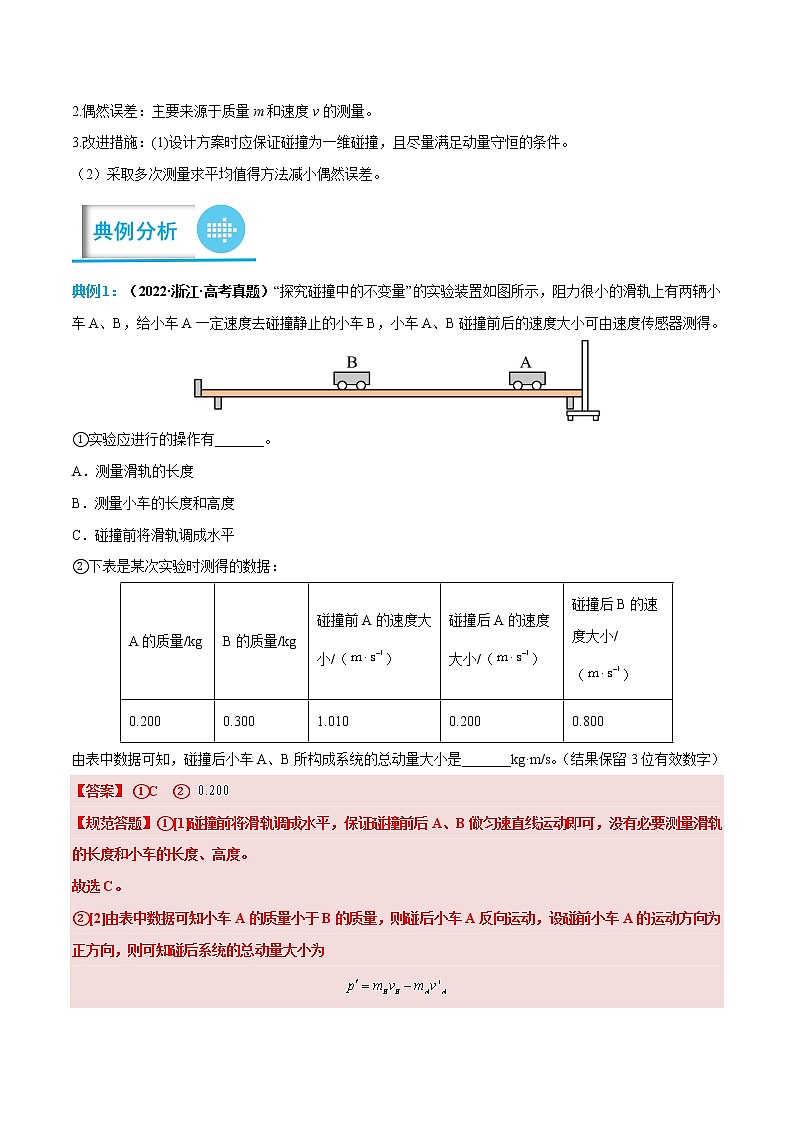 专题09 验证动量守恒定律——【备考2023】高考物理实验题专项精讲精练学案（原卷版+解析版）03