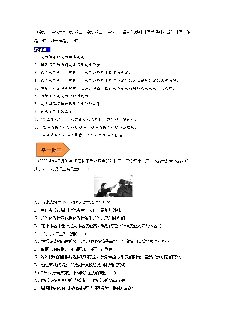 35 光的波动性 电磁波——【冲刺2023】高考物理考试易错题（全国通用）（原卷版+解析版）03