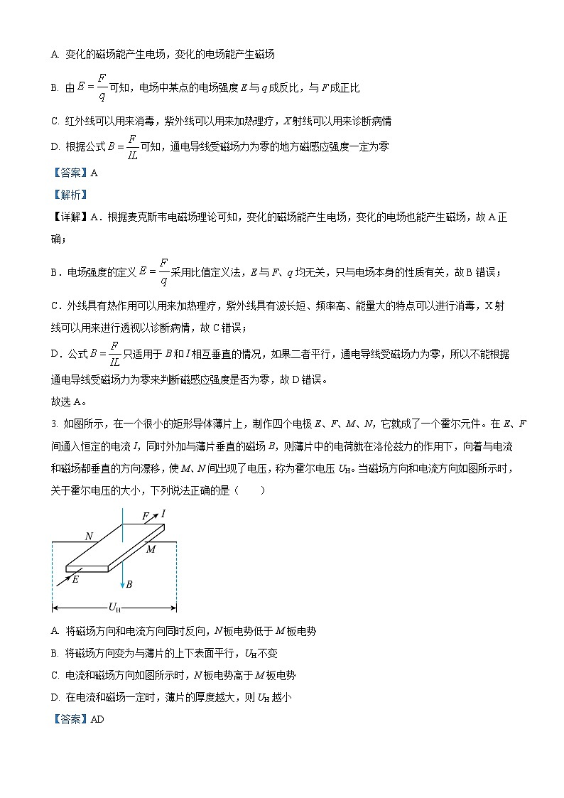 2022-2023学年湖南省湖南师大附中高二下学期第一次月考物理试题 （解析版）02