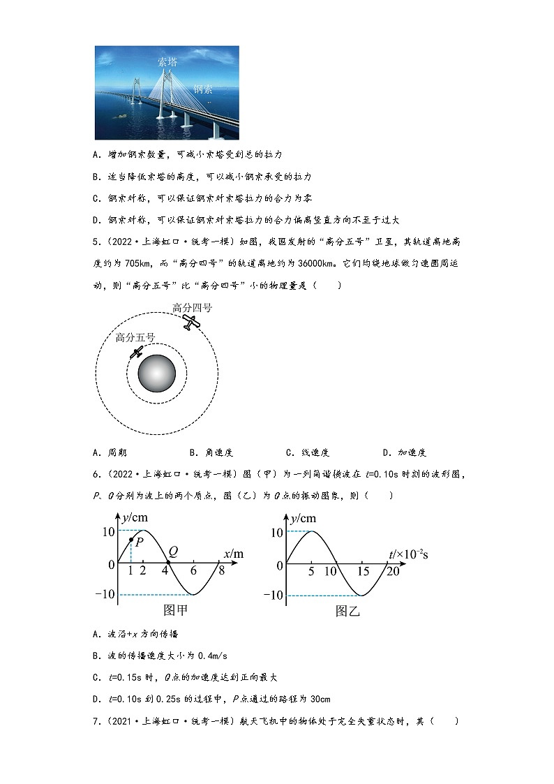 上海市虹口区三年（2020-2022）年高考物理一模试题按知识点分层-01力学（基础题）第2页