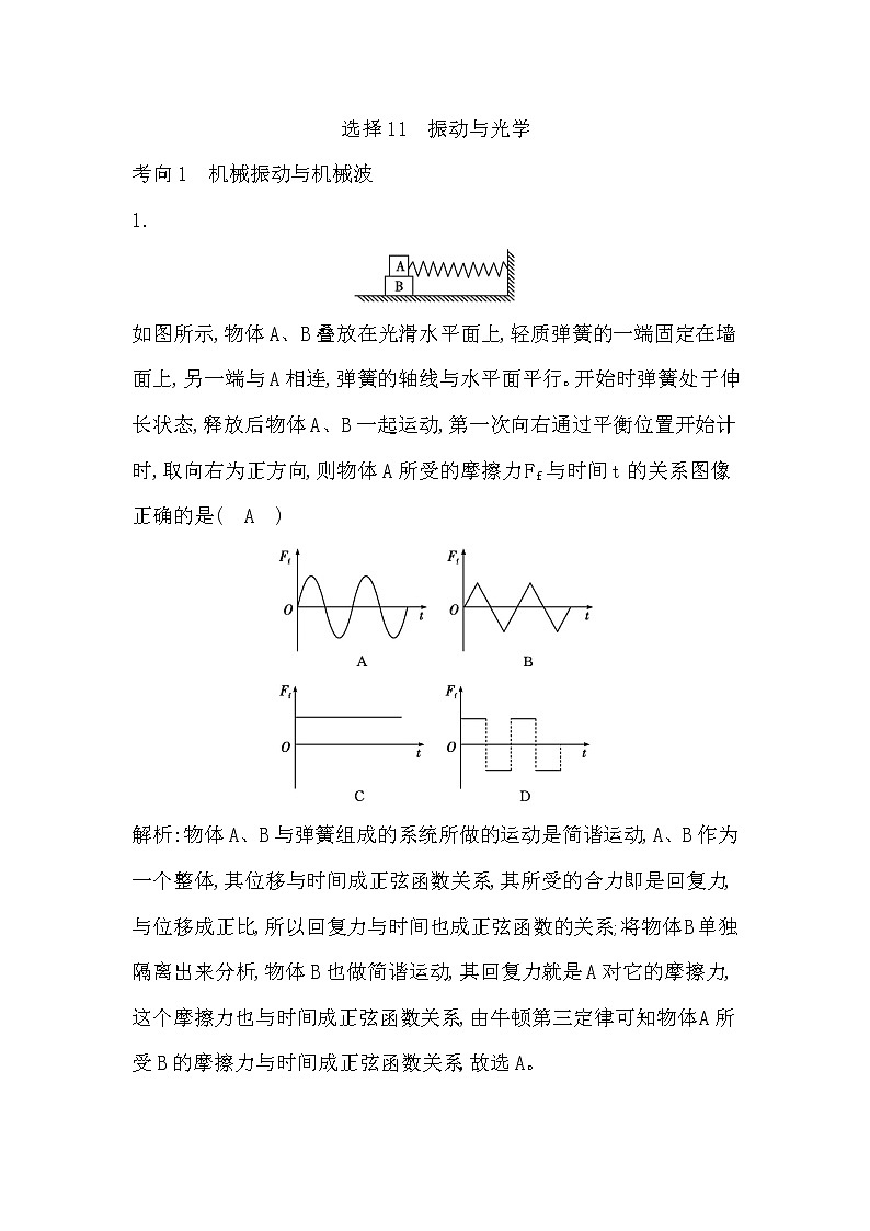 2023届二轮复习 选择题11　振动与光学  作业第1页