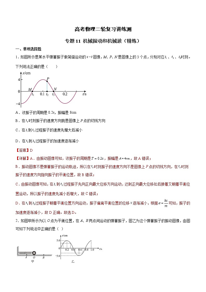 专题11 机械振动和机械波-高考物理二轮复习讲练测（全国通用）01
