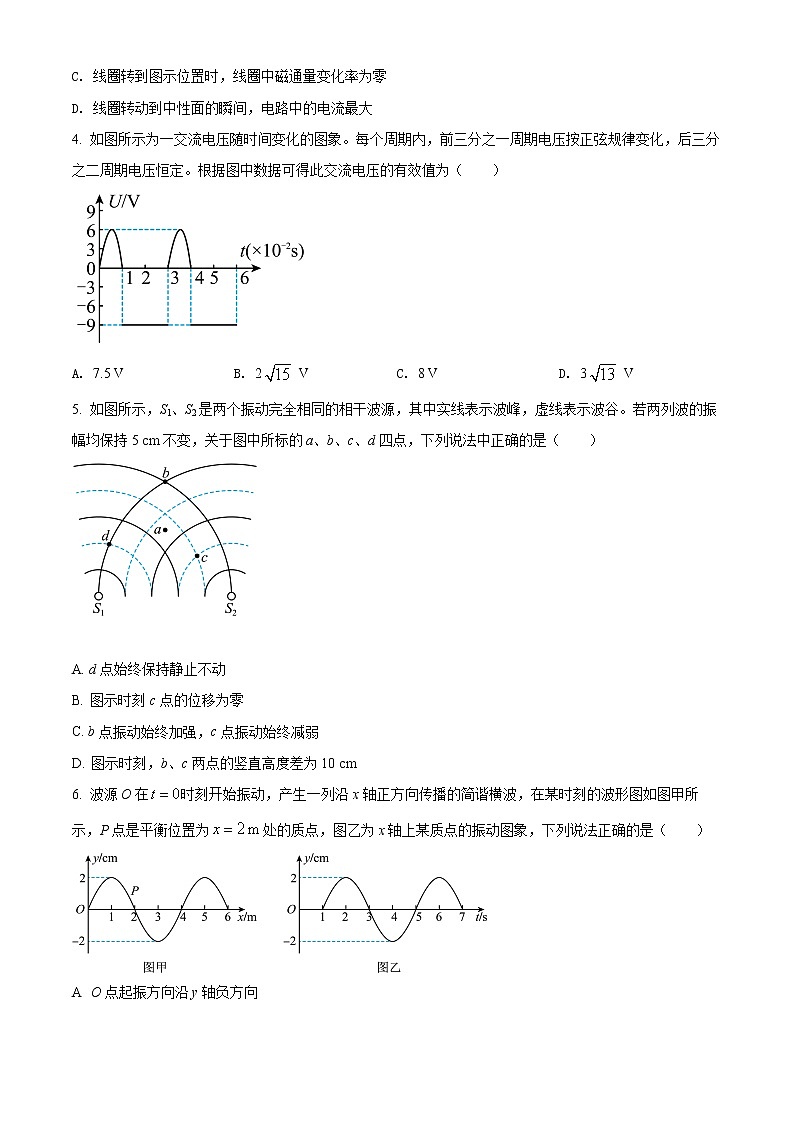 2022南充阆中中学校高二下学期期中学习试题物理含解析02