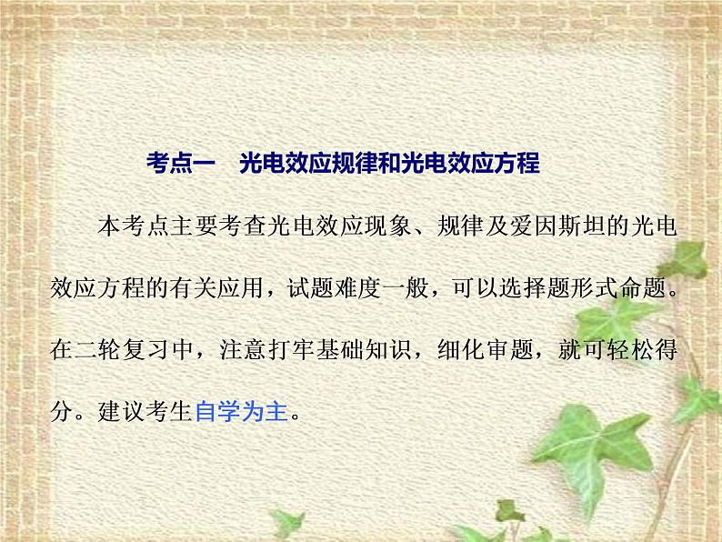 2022-2023年高考物理一轮复习 光电效应波粒二象性课件(重点难点易错点核心热点经典考点)02