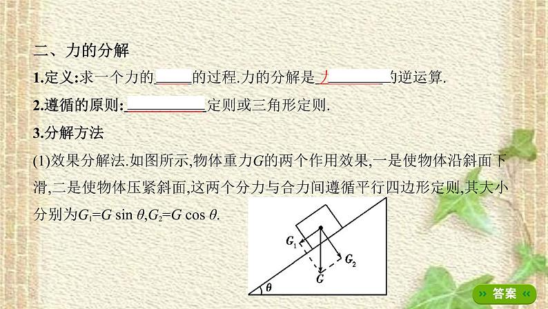 2022-2023年高考物理一轮复习 力的合成与分解课件 (3)(重点难点易错点核心热点经典考点)第5页