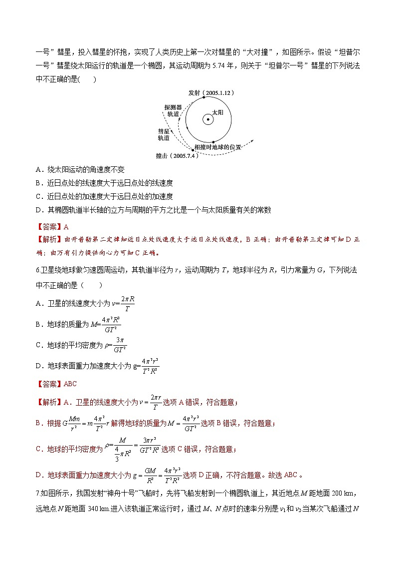 第七章 万有引力与宇宙航行 章末测试（备作业）-高一物理同步备课系列（人教版必修第二册）（原卷版）第3页