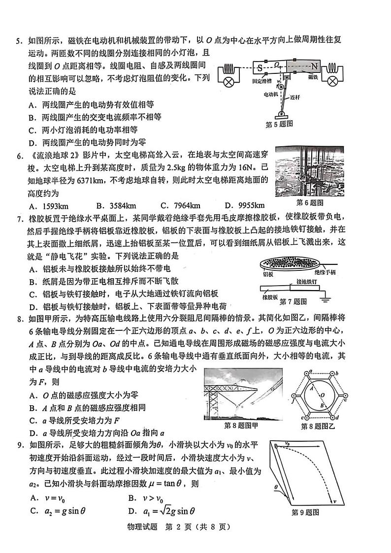 浙江省温州市普通高中2023届高三二模物理试题02