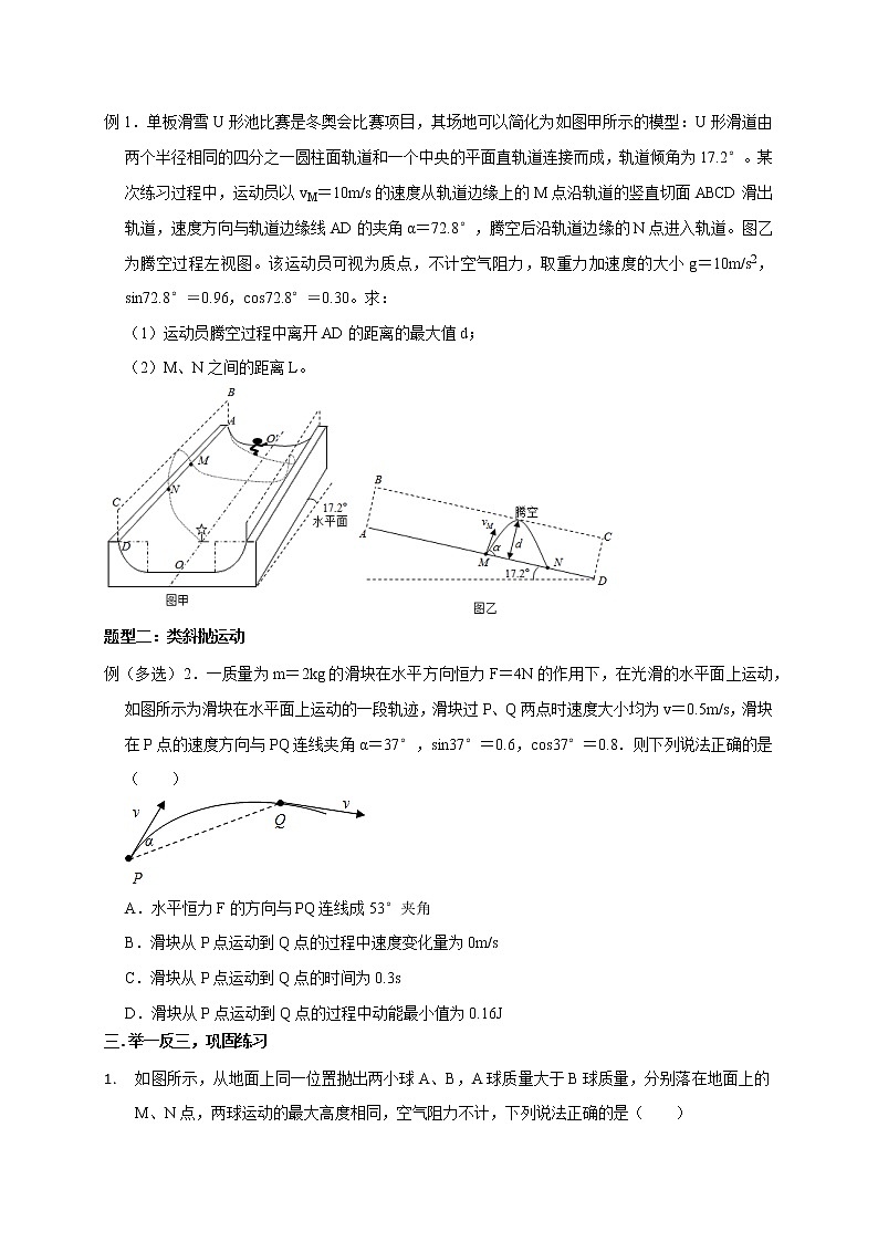 高考物理模型全归纳  第17讲 斜抛运动及类斜抛运动模型 试卷03