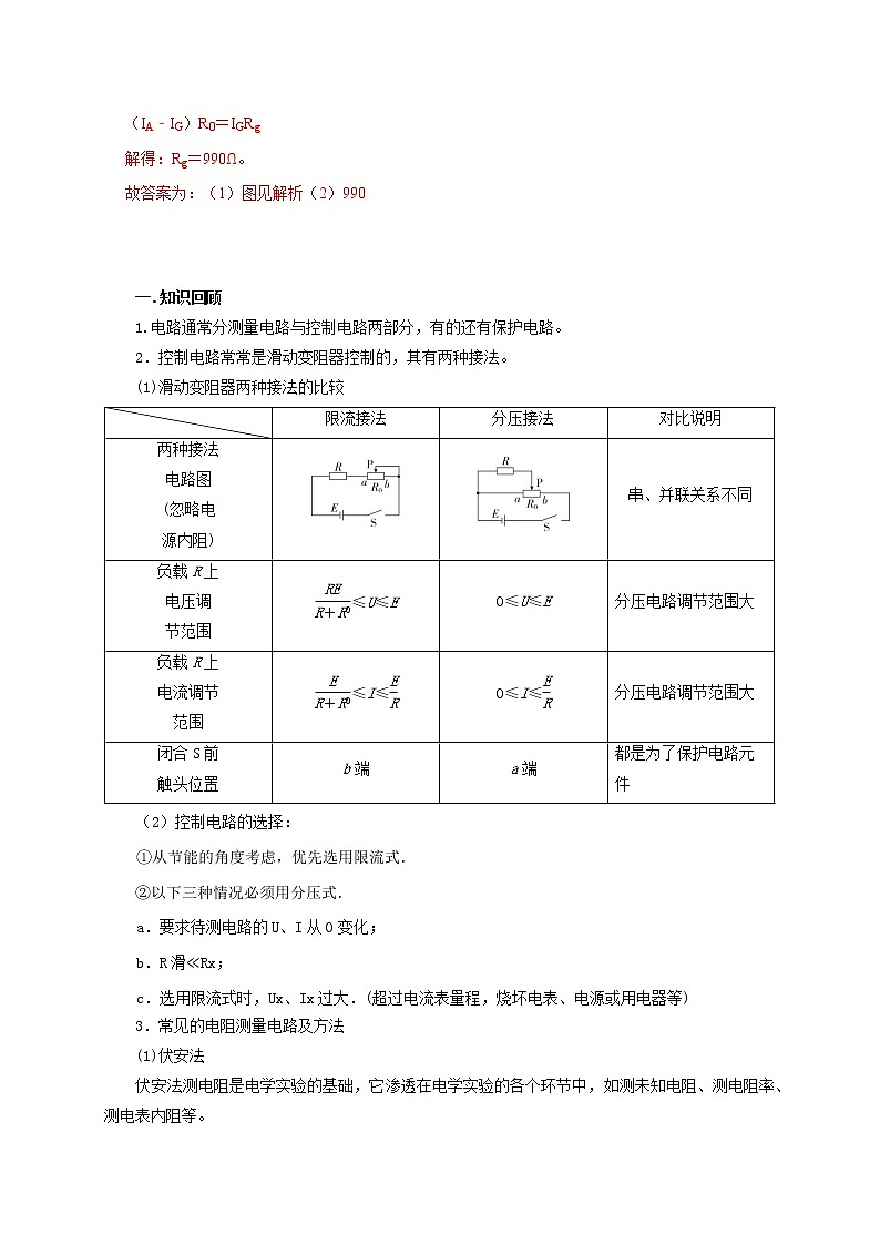 高考物理模型全归纳  第71讲 电路设计之两种控制电路与六种测量电路以及器材选择原则03