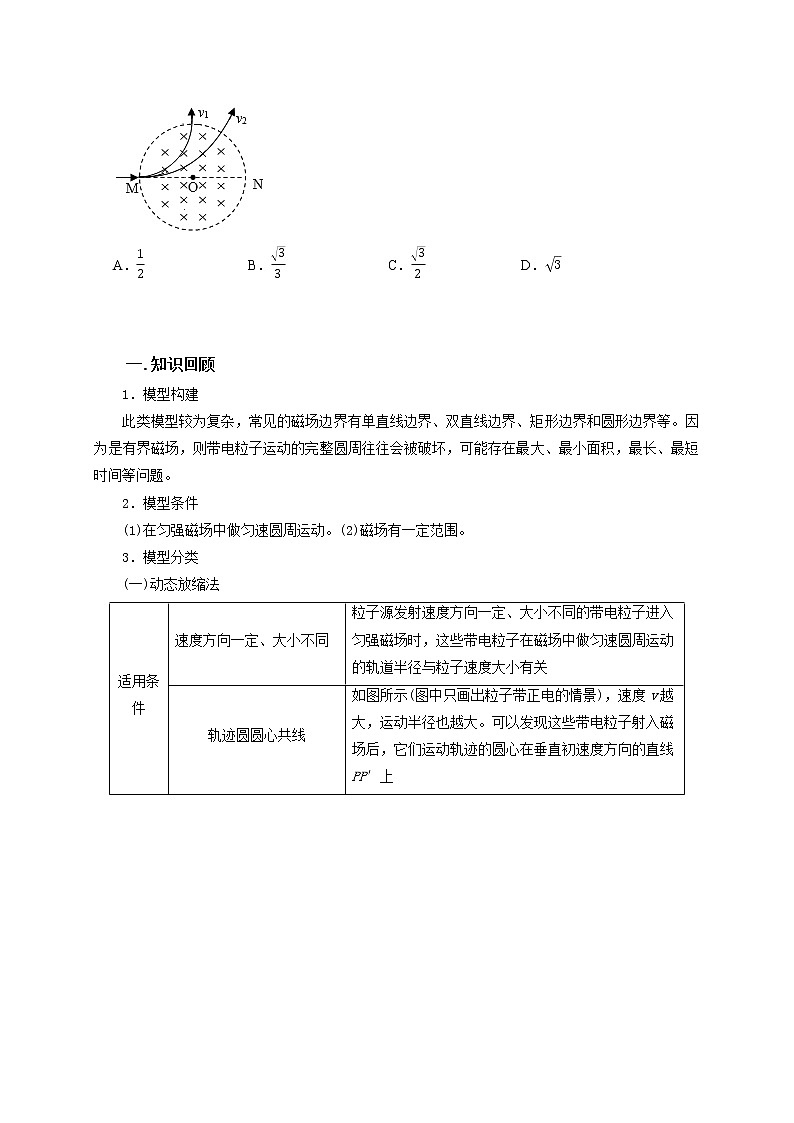 高考物理模型全归纳  第77讲+带电粒子在磁场中的动态圆模型 试卷02