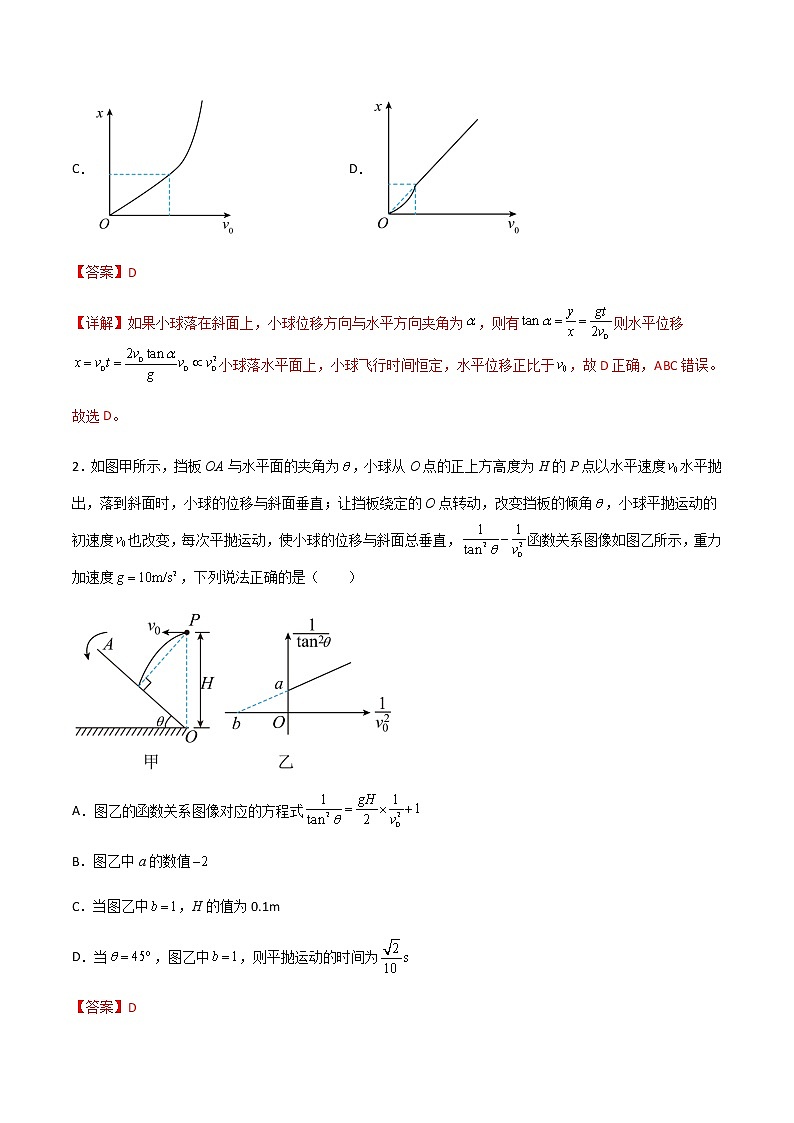 高考物理一轮复习【专题练习】 专题22 平抛运动的图像问题、相遇问题、临界问题、与圆周运动结合问题03